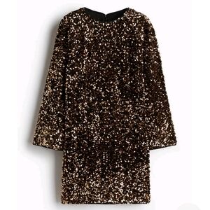 H&M Copper Gold Sequin Long Dress